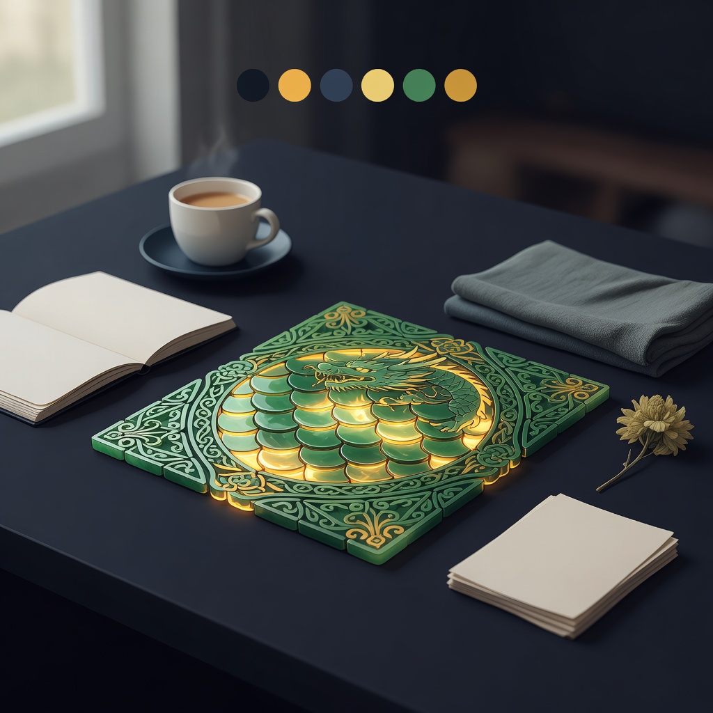 Jade dragon scale mosaic pattern